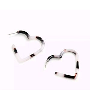 Jcrew heart black white earrings